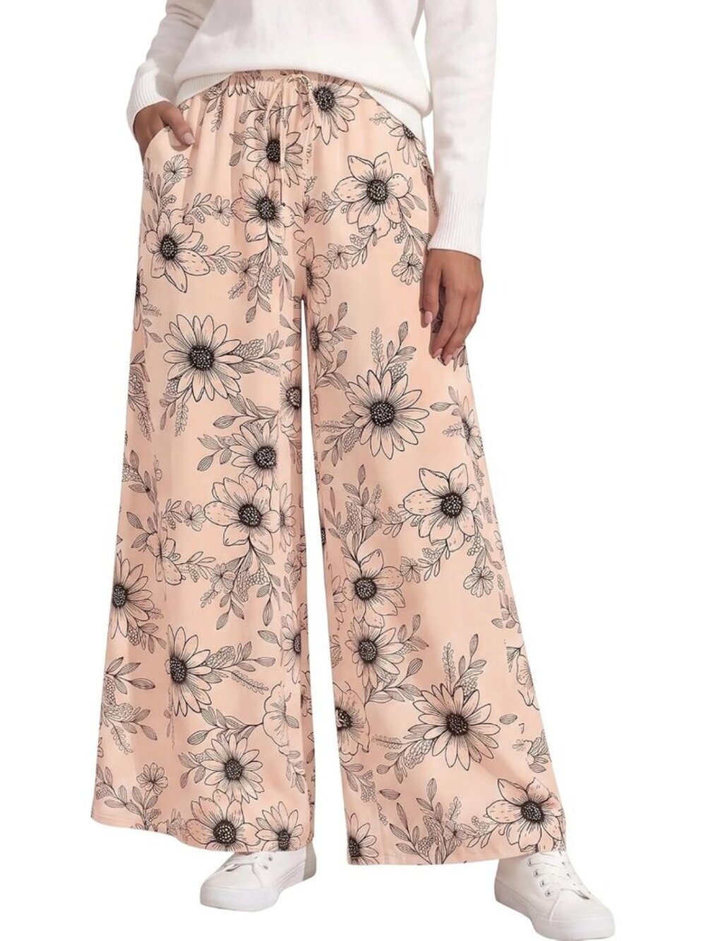 Floral Print Wide Leg Pants for Women | High Waisted Flowy Palazzo Trousers
